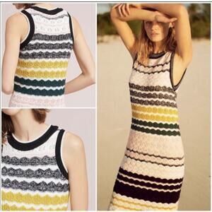 Anthropologie Colorful Crochet Knit Sleeveless Striped Dress